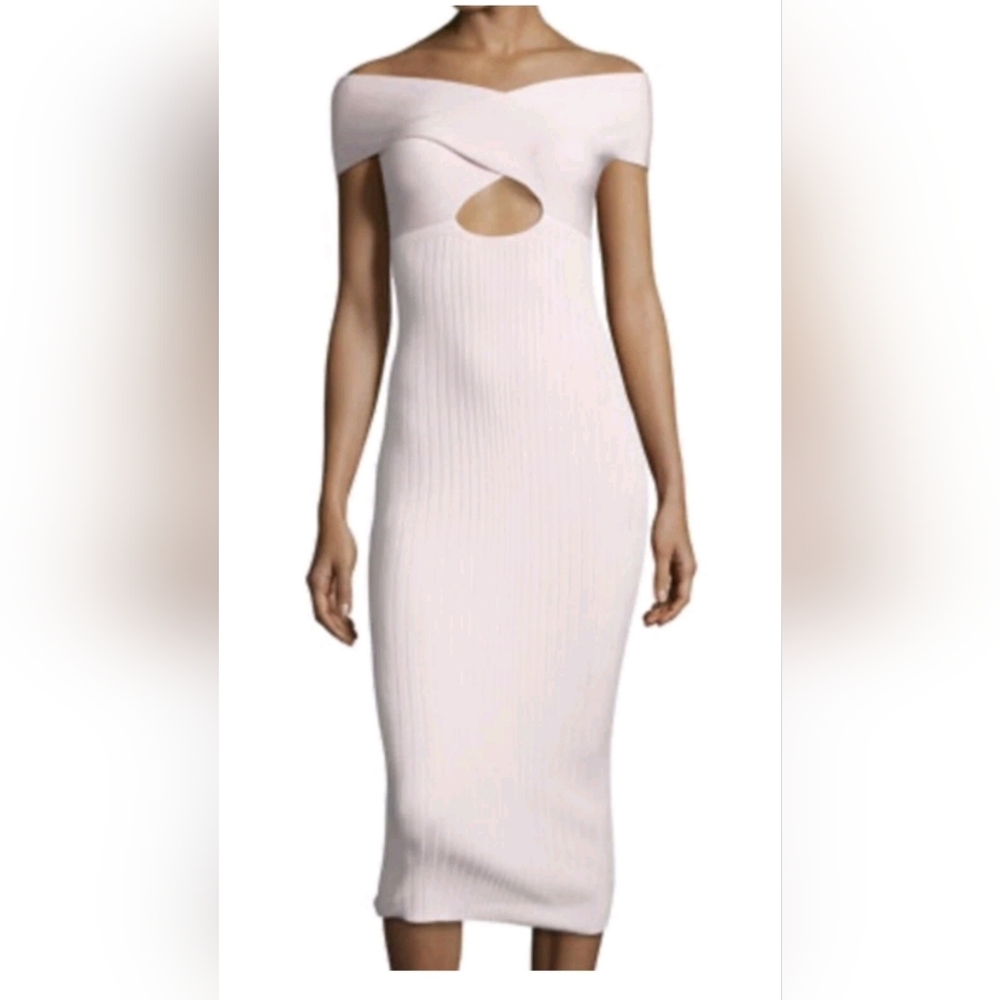 Cushnie et Ochs Women's Pink Off The Shoulder Knit BodyCon Cut Out Dress size M